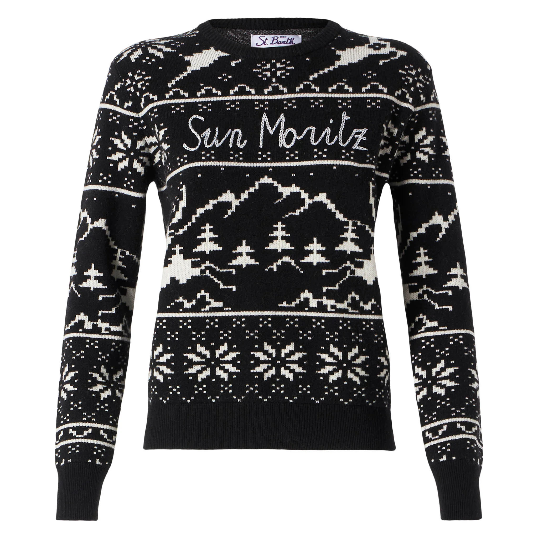 Jersey de mujer con estampado de estilo noruego y bordado de Sun Moritz