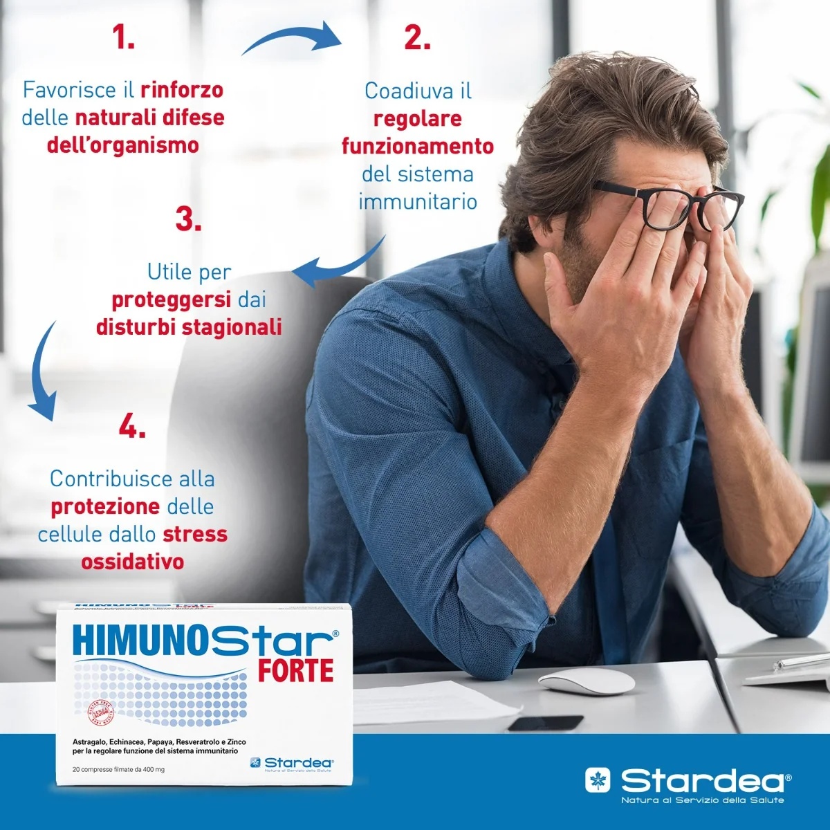 STARDEA Himunostar Forte 20 tabletten Voedingssupplement ter ondersteuning van de immuunafweer