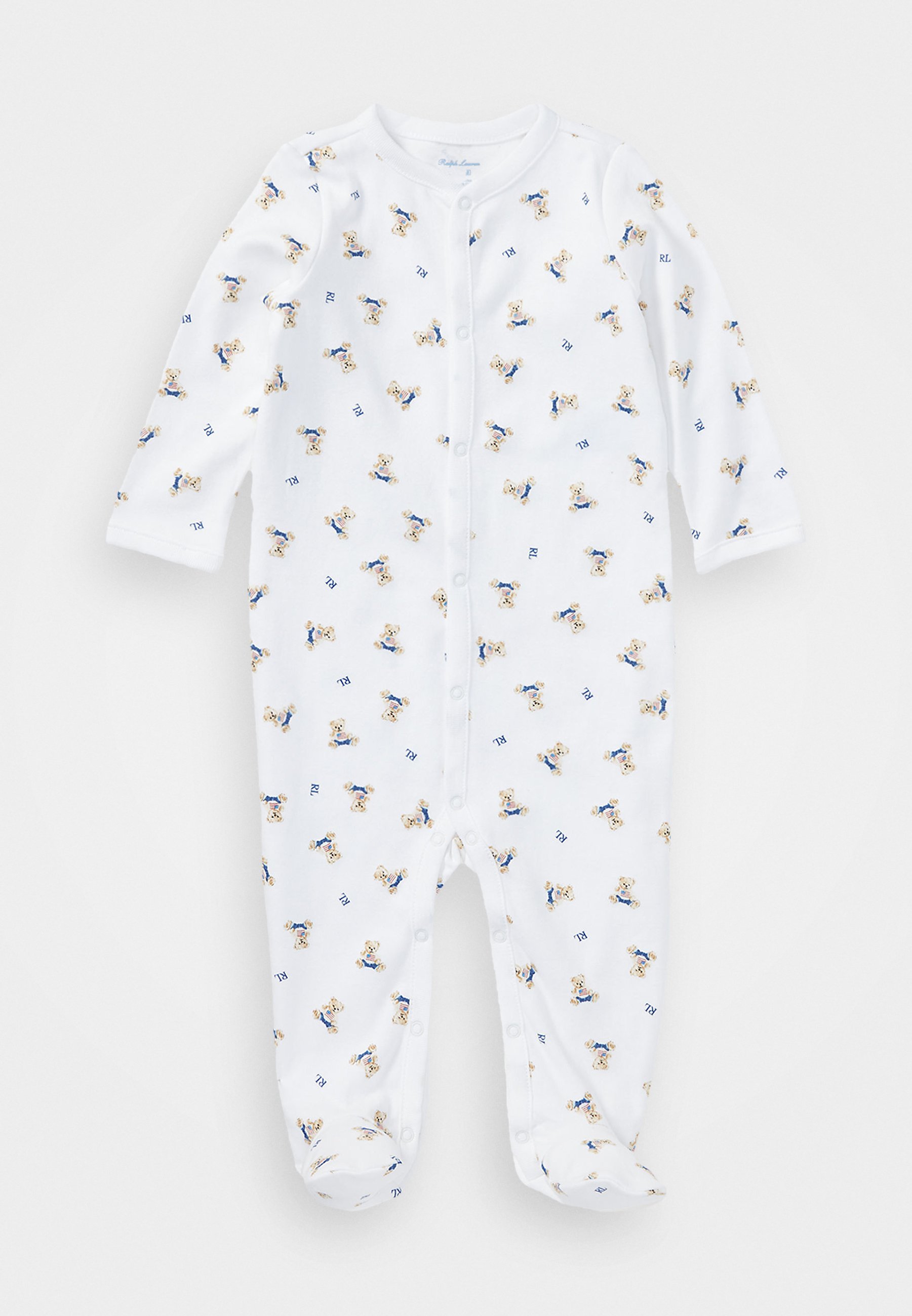 POLO BEAR COTTON COVERALL - Spící overal - white/blue/multicolor Polo Ralph Lauren