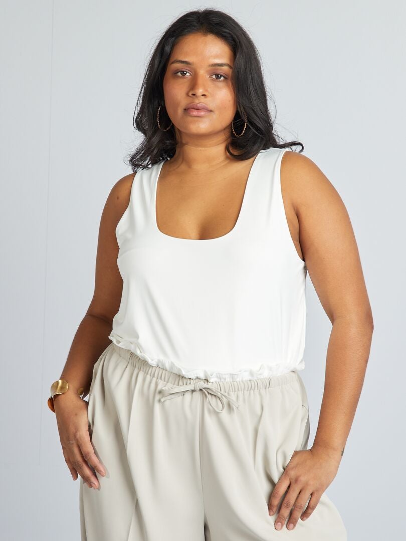 Camiseta sin mangas de microfibra con escote cuadrado - BLANCA