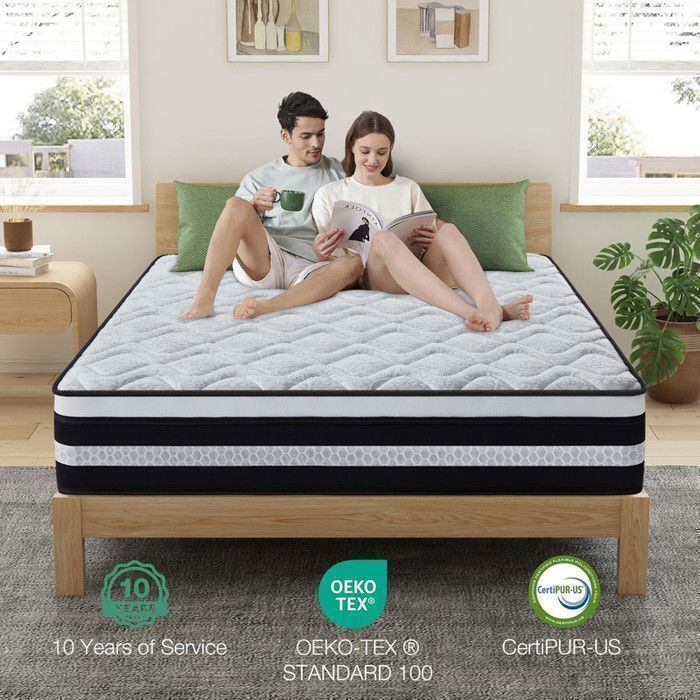 Materasso 160x200 cm, spessore 28 cm, ibrido in lattice blu + memory foam, 10 zone, media rigidità, ultra traspirante, alta resilienza