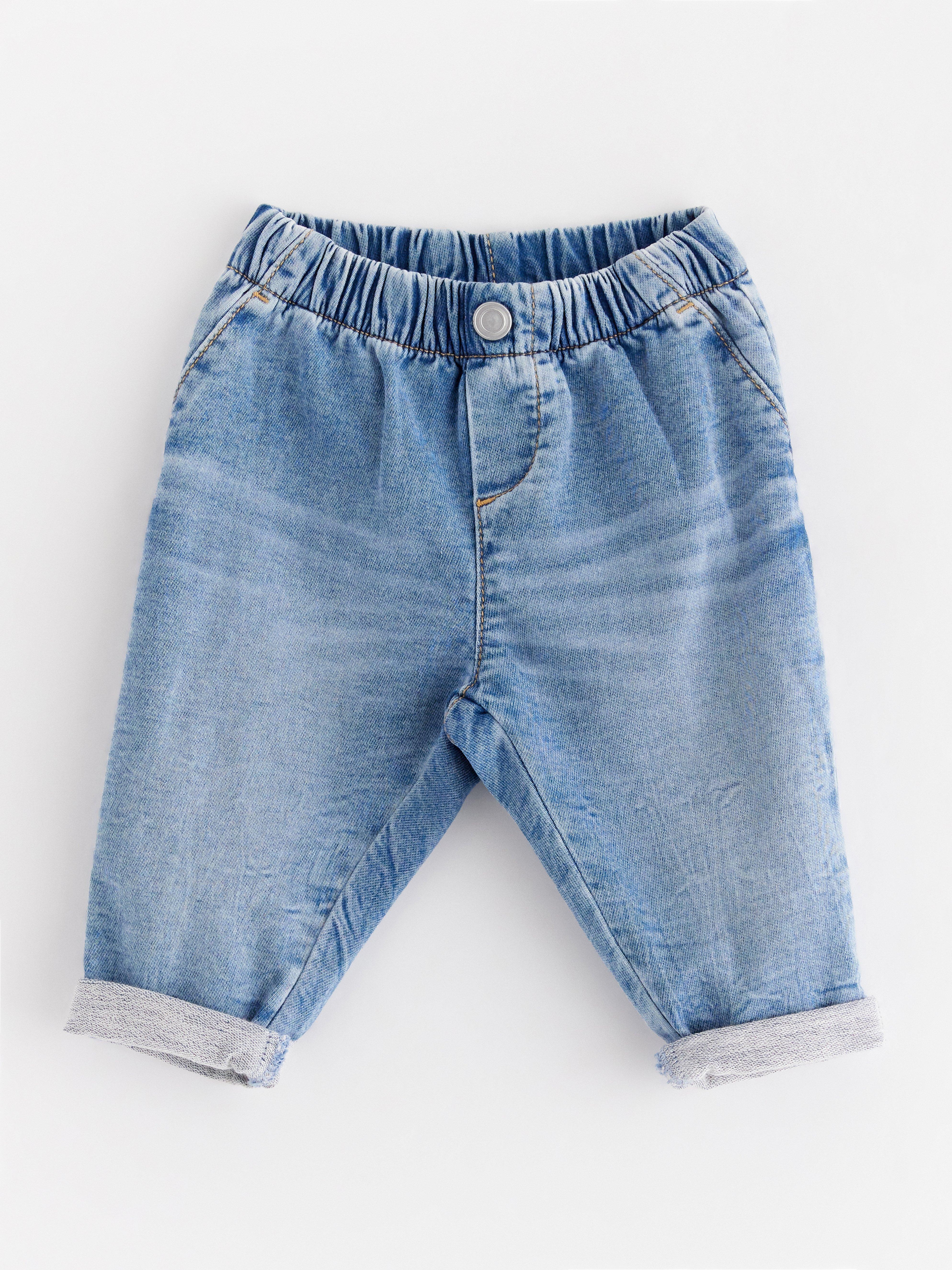 Strikkede jeans Denimblå