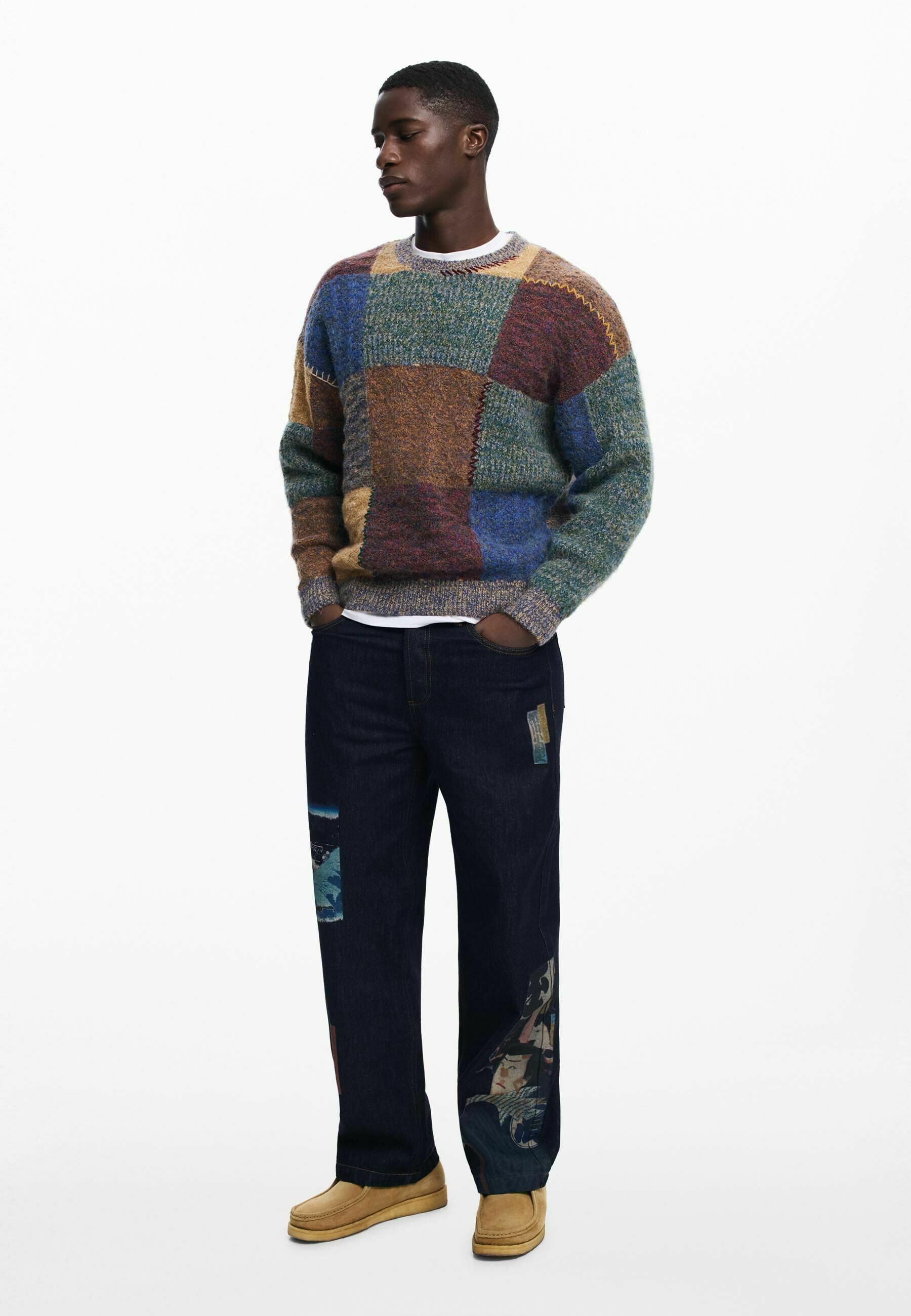 Pull Desigual THICK PATCHWORK multicolore
