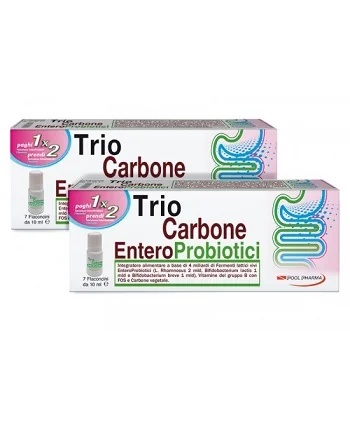 POOL PHARMA Trio Carbone Suplemento alimentar enteroprobiótico à base de fermentos lácticos 7 frascos de 10 ml