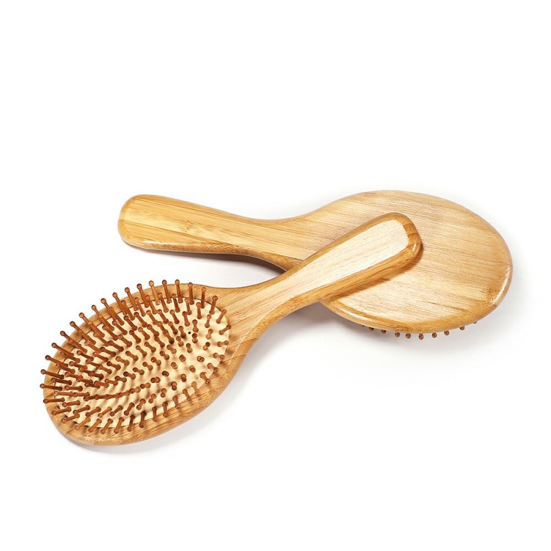 Spazzola per capelli in bambù naturale con pettine massaggiante ad airbag, setole in bambù, antistatica, protegge il cuoio capelluto