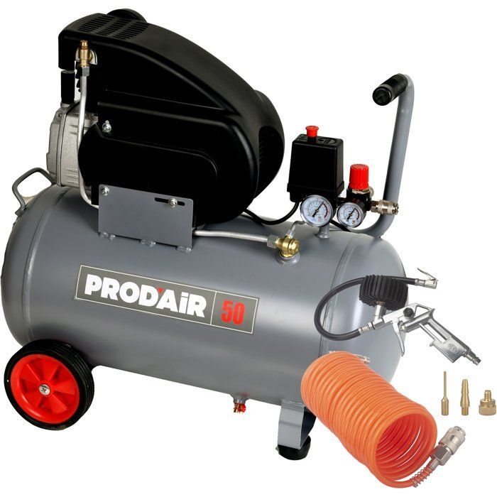 Compresor de aire - PRODAIR - Prodair50 - 50L - 2HP - 8 bar - Doble salida + regulador + kit de inflado