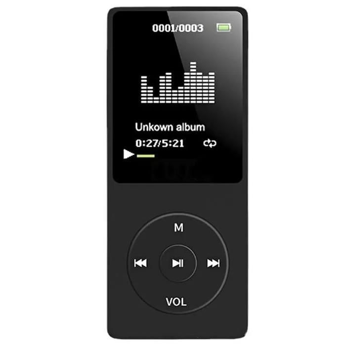 Lettore MP3/MP4 da 16 GB, mini Walkman per bambini, schermo TFT HD da 1,8 pollici, USB, jack da 3,5 mm, altoparlante esterno, nero, lettore musicale portatile