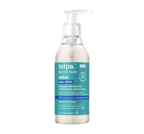 Tołpa Dermo Face Sebio Max Efekt musujący żel-peeling z kamforą do mycia twarzy 195ml
