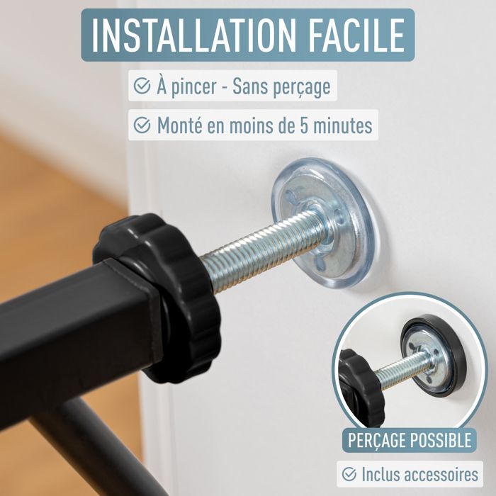 Cancelletto di sicurezza stile IB per scale, non richiede foratura, nero, Berrin, 58-66 cm