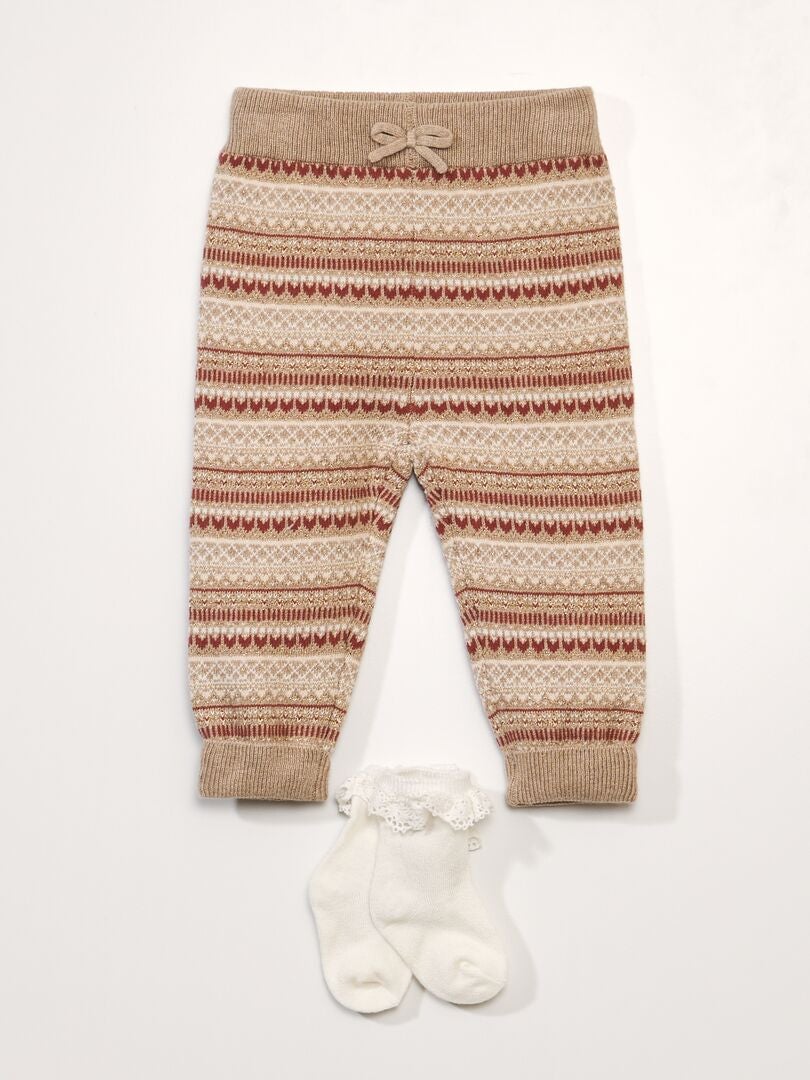 Leggings largos con estampado - BEIGE