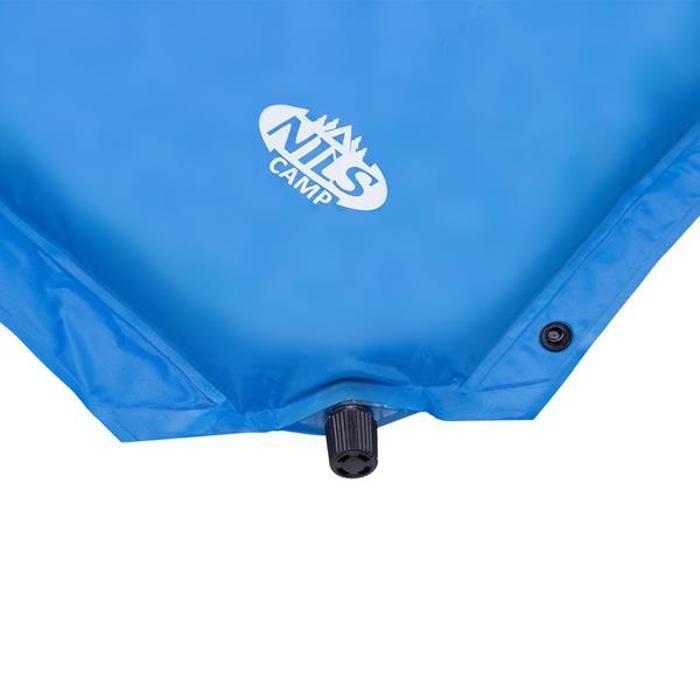 Matelas autogonflant double avec oreiller - NILS CAMP - NC4060 - Bleu - Pour deux personnes - Polyester - Mousse PU