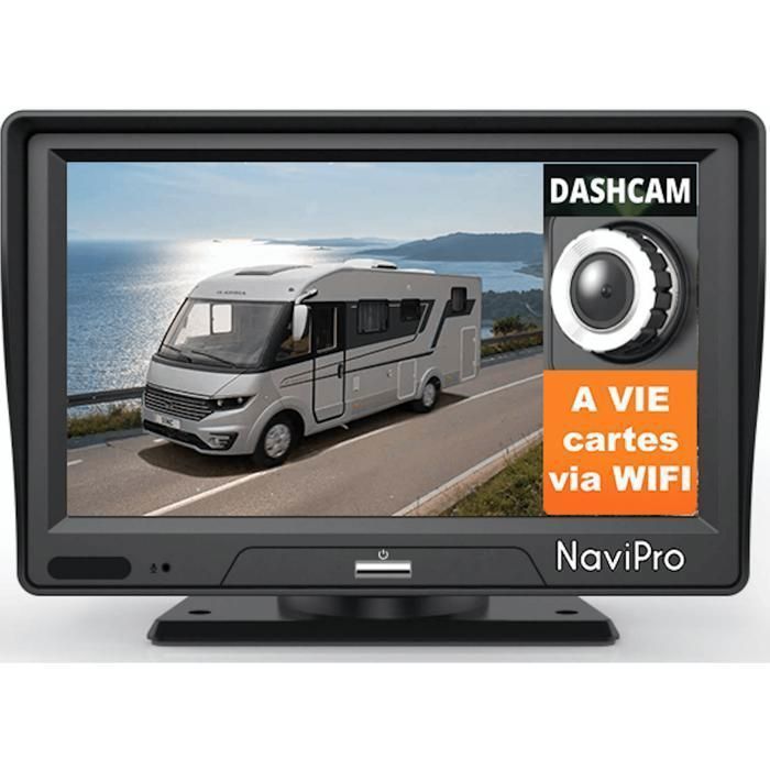 GPS Camping Car 7 Pouces NaviPro DVR, Dashcam - Caméra de Route intégrée, Europe + Maroc, Aires De Camping