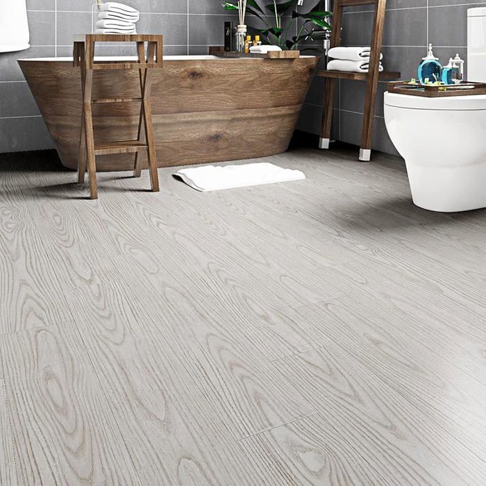 16 baldosas de PVC para suelo, adhesivas, para cocina, 90x15cm, lavables, blancas, para baño, suelo de parquet, adhesivas, 16 baldosas, suelo de PVC