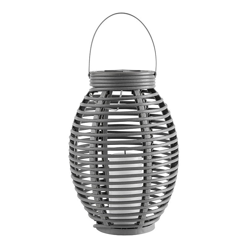 Light IT Lantaarn 26 cm, rotan, zonnecel