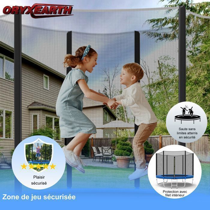 Trampolino resistente all'acqua Ø 183 cm 6FT per bambini e adulti con rete di sicurezza, scaletta e copertura protettiva per giochi all'aperto.