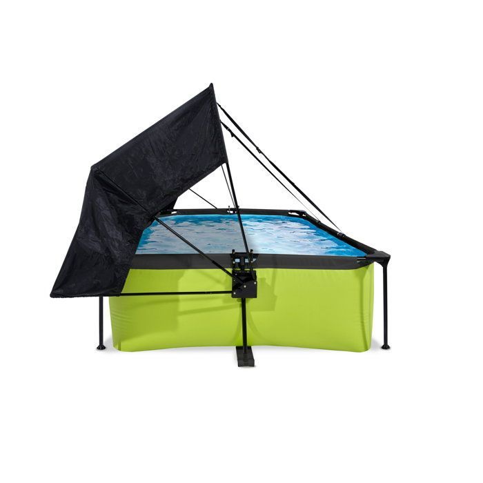Piscina EXIT Lime de 220x150x65 cm con bomba de filtro y toldo - verde