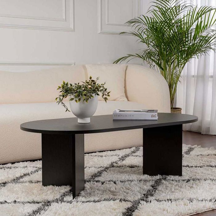 Table basse ovale en aggloméré coloris noir L119 cm - IRIS