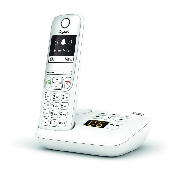 AS690 A White Cordless Phone - GIGASET - Cordless with Answering Machine - Hands-free - Caller ID