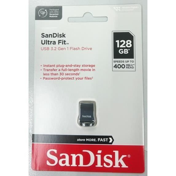 Chiavetta USB 3.2 SanDisk Ultra Fit da 128 GB, velocità fino a 400 MB/s