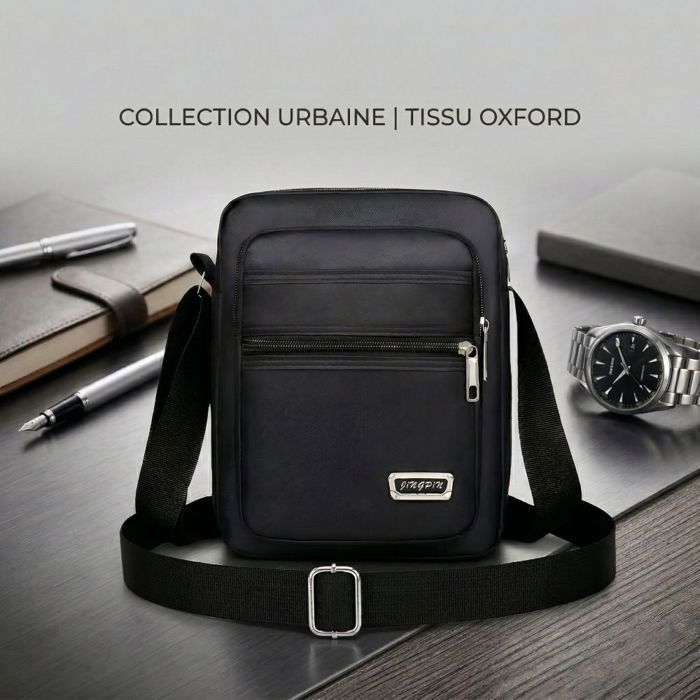 Bolso bandolera - Bolso de hombro - Hombre - Tejido Oxford - Colección Urban - Negro - 22 x 19 cm