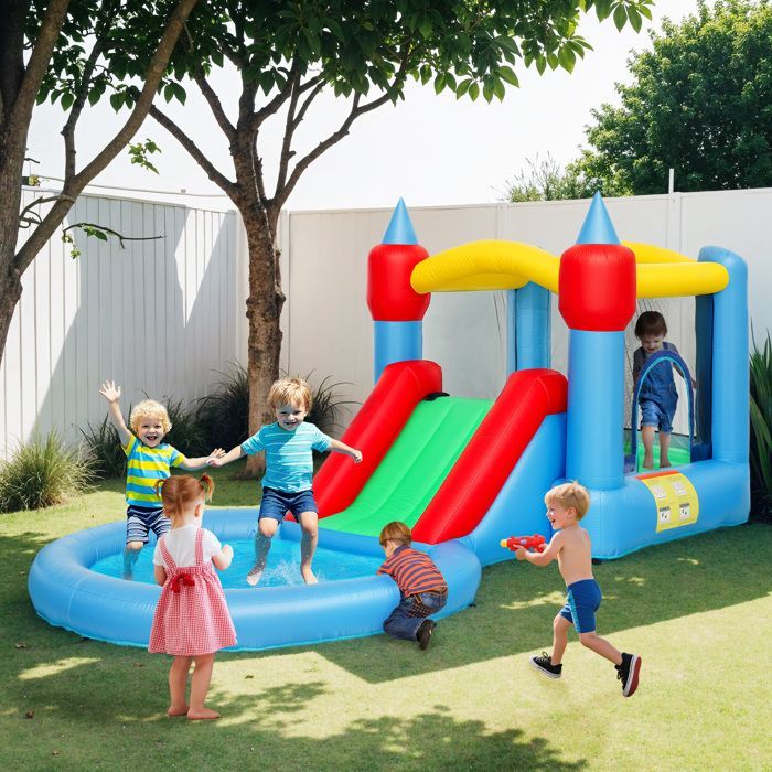 4-in-1 Inflatable Castle - AIYAPLAY - slide, basketball hoop, ball pit - 370W blower - 415 x 205 x 190 cm