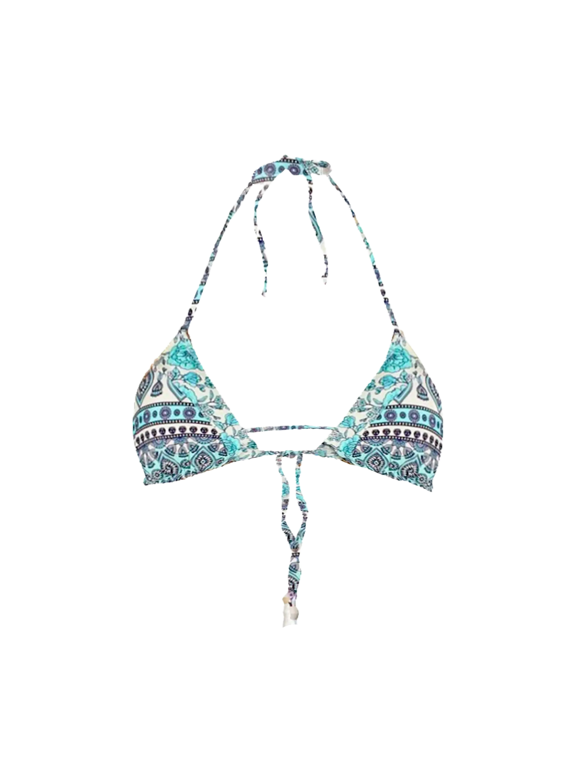 Top a triangolo stampa gipsy con nappine