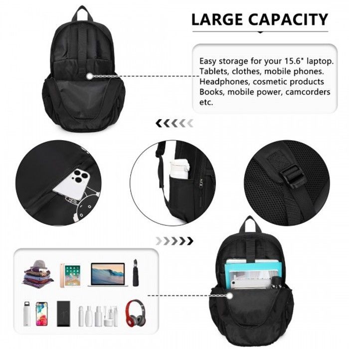 30x14x45cm Backpack Set of 3 Stitch Children's Backpacks with Shoulder Bag and Pencil Case for School, Black