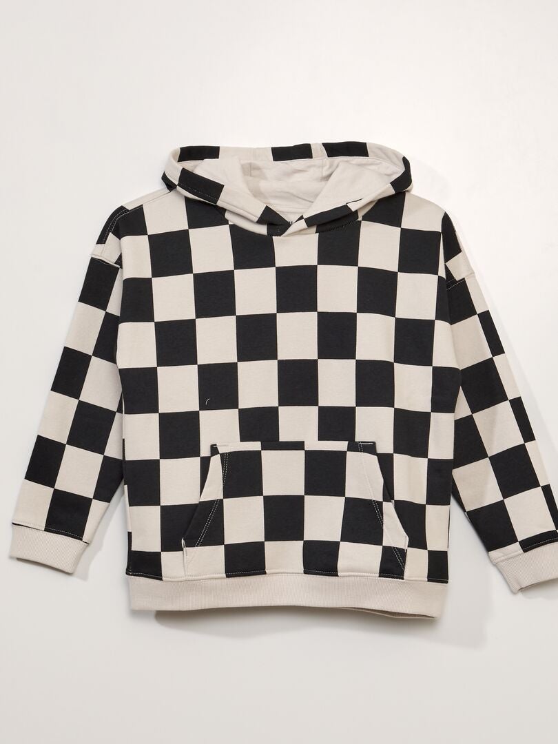 Hoodie met losse pasvorm en kangoeroezak - ZWART