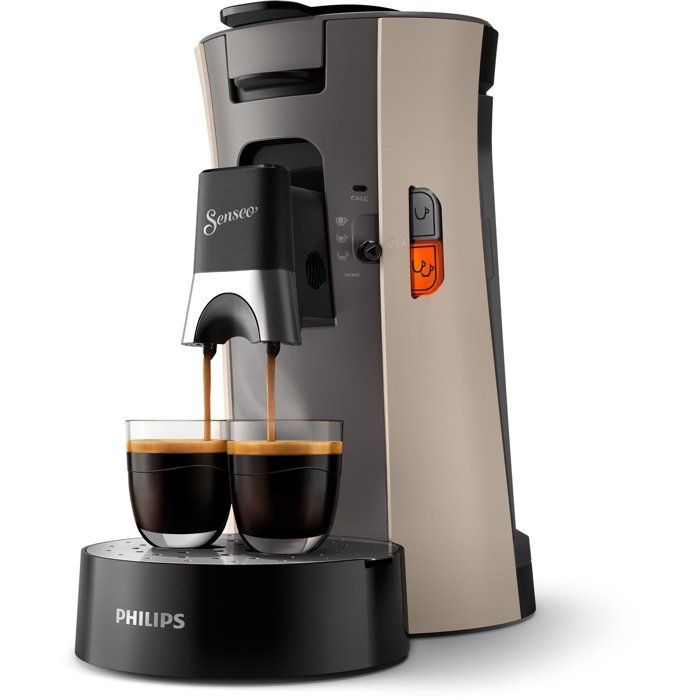 Cafetière à dosette - PHILIPS - SENSEO - CSA240/31 - Select - Beige + 2 Paquets de 32 dosettes - Espresso Brazil