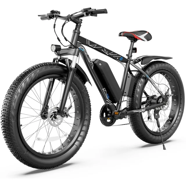 Bicicleta elétrica Gocio 26 4.0 com pneus largos para adultos, 500W, bateria de íon-lítio removível de 48V 13Ah, 7 velocidades profissionais.