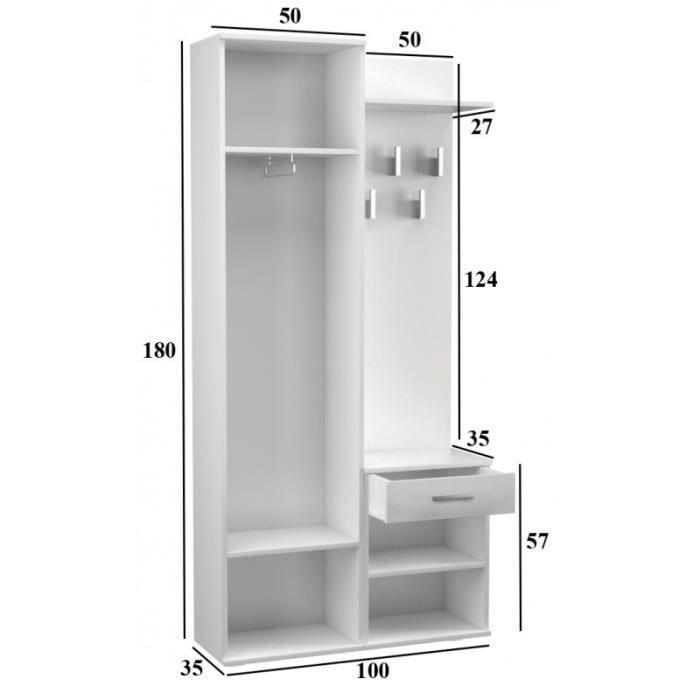 SHEILA - Hallway mirrored coat rack - Entryway furniture - Shoe storage + mirror + hooks - Sonoma