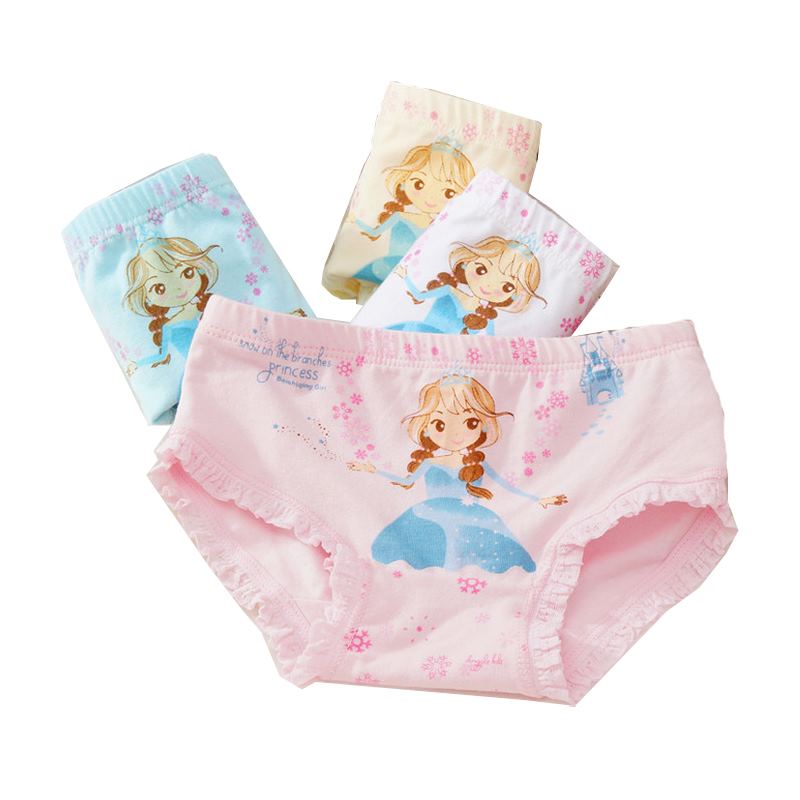3 piezas/Ropa interior infantil nueva de algodón con estampado de triángulos de dibujos animados para niñas, lindas bragas de princesa