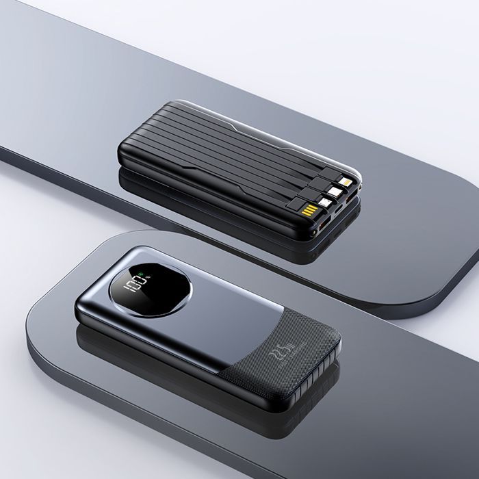 Weuiortn® 25000mAh 22,5W snelladende externe powerbank met 4 data-aansluitingen, geschikt voor alle mobiele telefoons