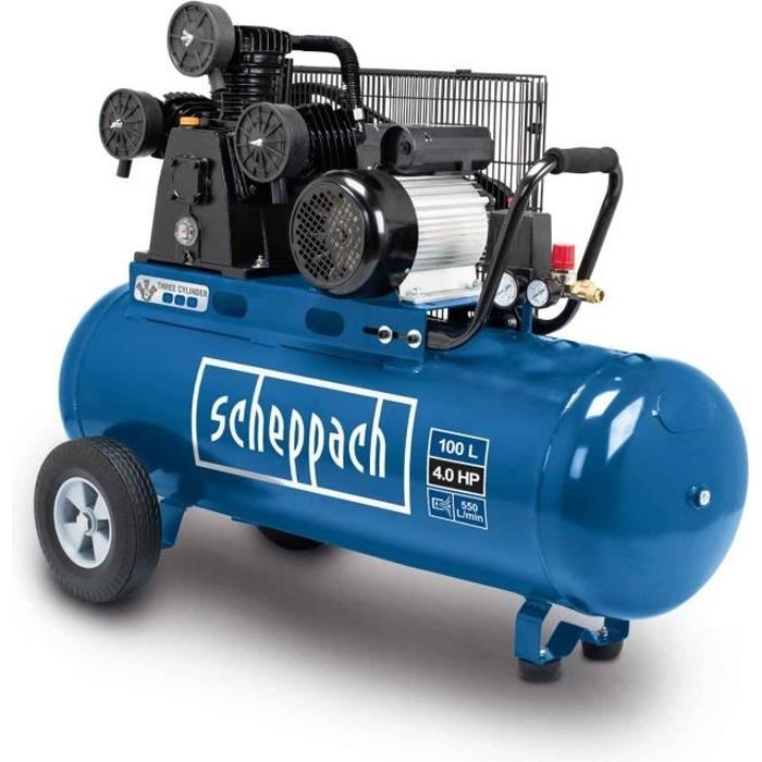 100-Liter-Kompressor mit Riemenantrieb – SCHEPPACH – HC550TC – 10 bar – 3 PS