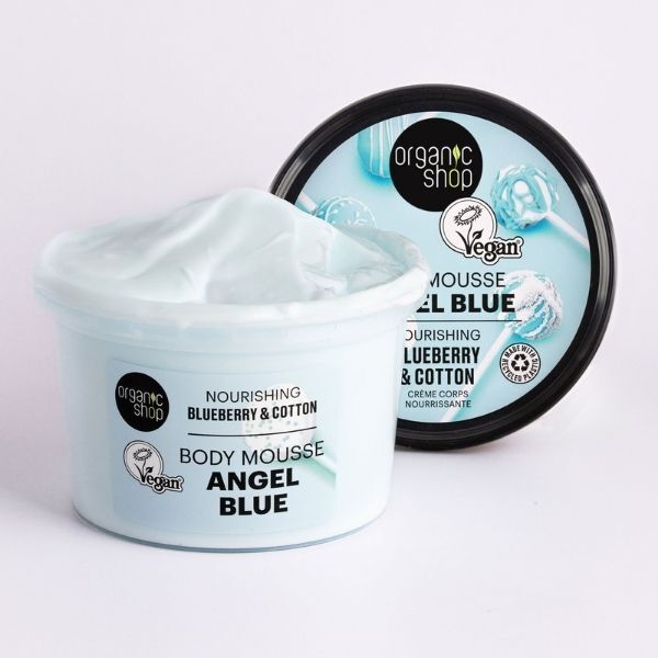 Organic Shop Angel Blue ķermeņa putas ar mellenēm un kokvilnu, 250 ml