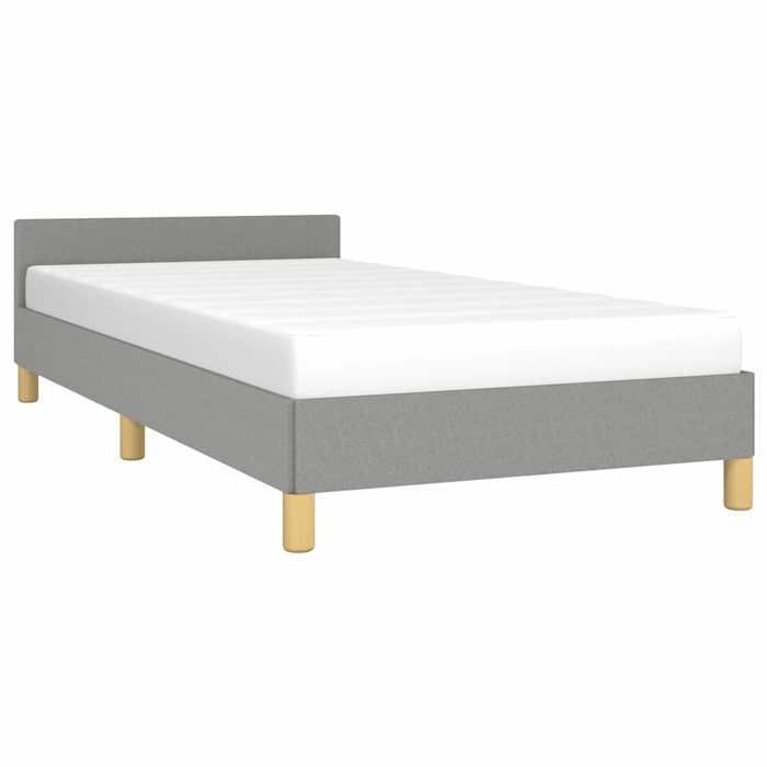 vidaXL Cadre de Lit avec Panneau de Tête, 90x200 cm, Couchage Simple, Style Moderne, Gris Clair, Revêtement en Tissu, 347383