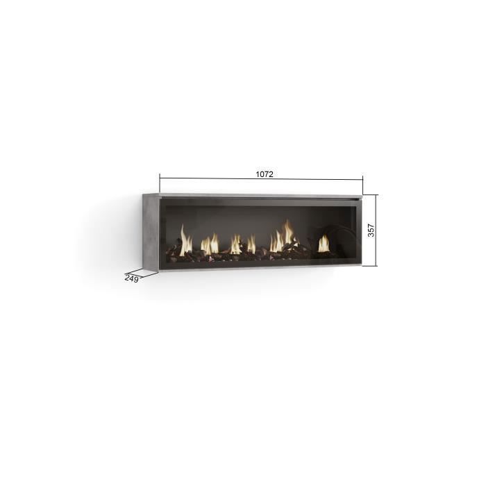 Cheminée électrique LED, Encastrable, Effet Flamme, 107x38x25cm, Salon - Salle à manger, Ciment, RF2333