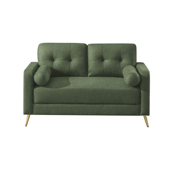 GLIMAR 2-seater fixed sofa in khaki microfiber