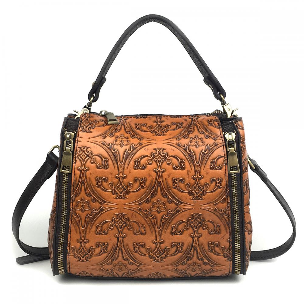 Sac bandoulière en cuir de vachette véritable de haute qualité, sac cabas rétro en cuir embossé pour femme, avec poignée supérieure