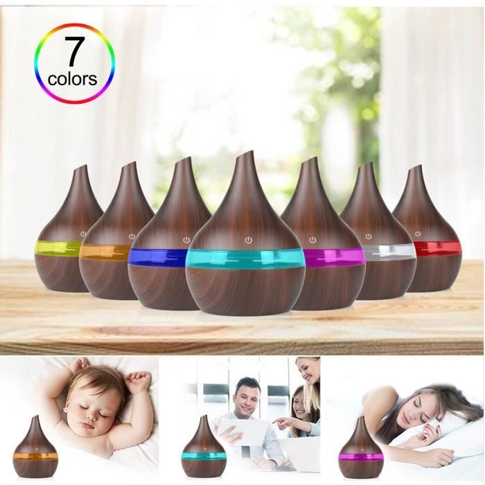 Difusor de aceites esenciales, difusor de fragancias eléctrico de 300 ml, humidificador ultrasónico, LED de 7 colores y control remoto.