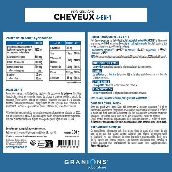 Trattamento anticaduta - Laboratoire des Granions - Prokeracys 4-in-1 - Collagene - Biotina - Capelli fini