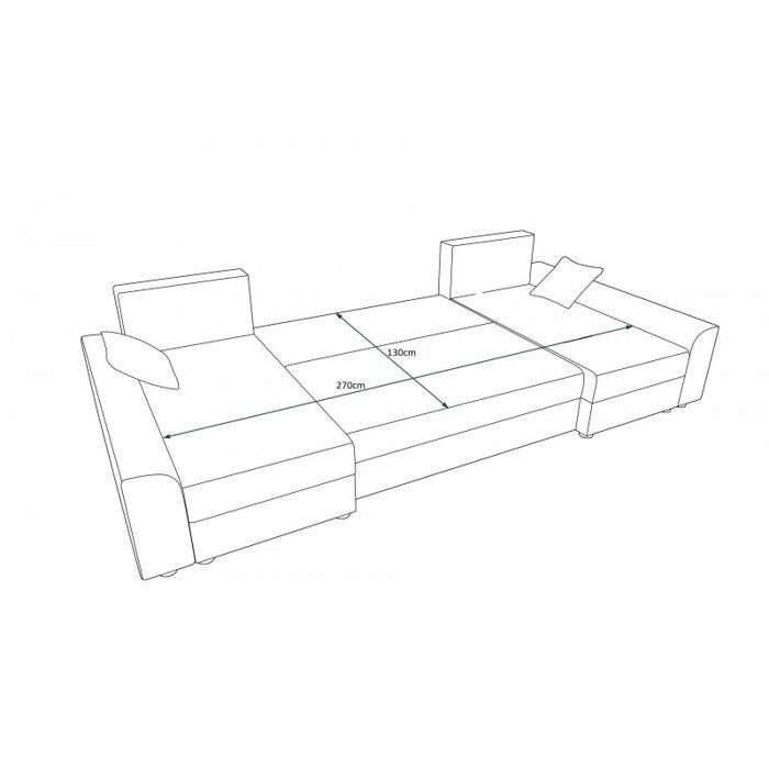 DENVI Panorama-Ecksofa in U-Form aus grauem Cord