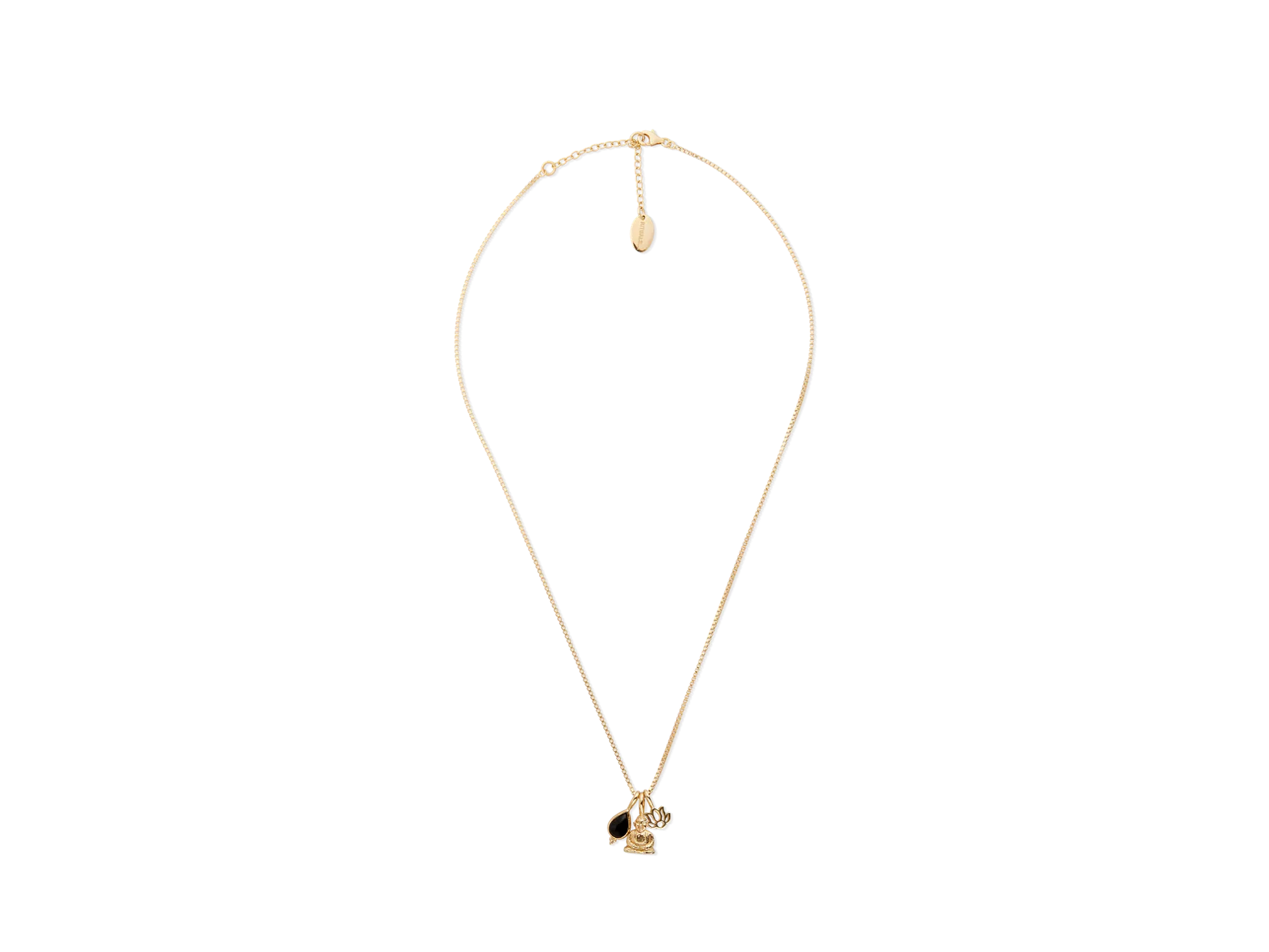 Black Onyx Pendant Necklace Gold Plated