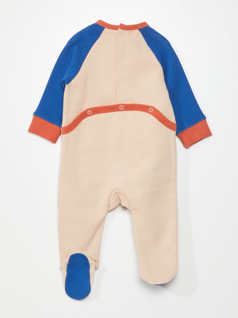 Pijama com estampa de urso tricolor - BEGE