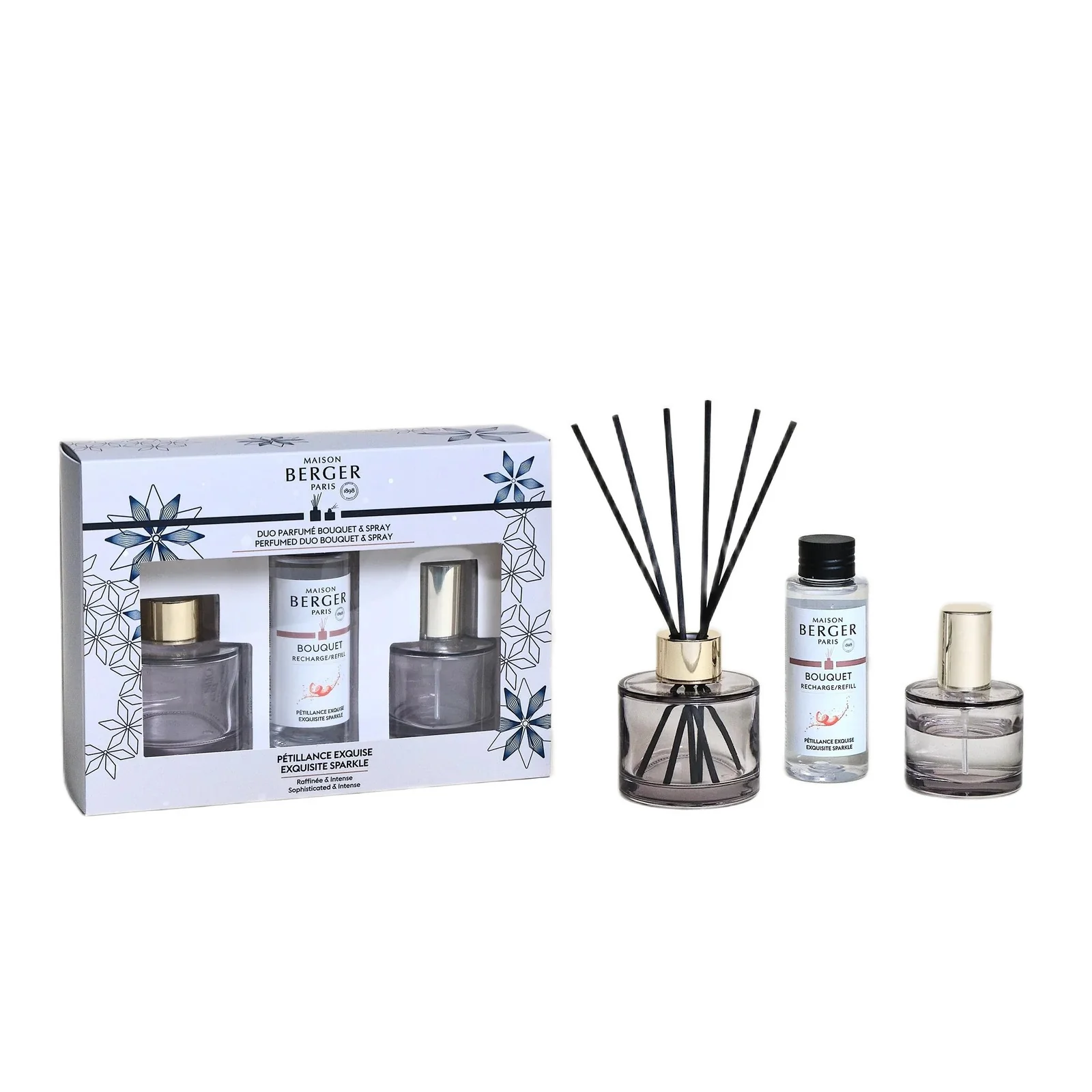 Bouquet Parfumé Cofanetto ROSALIE Duo Mini Bouquet e Spray - Pétillance Exquise - Diffusore di Profumo, Profumo per Diffusore