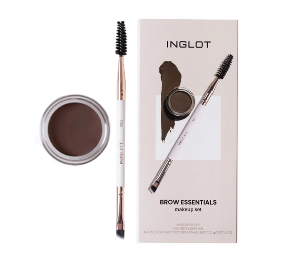 Inglot Brow Essentials zestaw żel do brwi AMC 16   pędzelek PlayInn 200