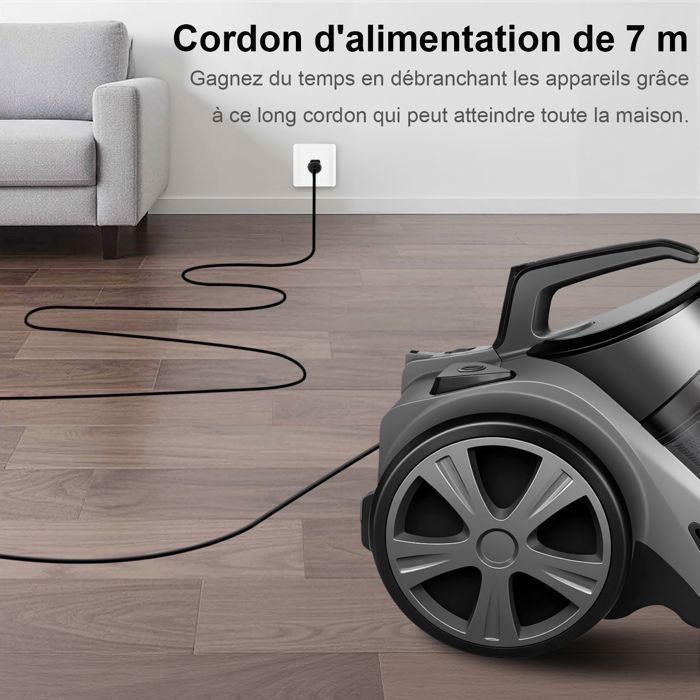 Aspirateur traîneau sans sac - MAGICFOX - W3 - 20 kPa (1000 W) - 2,4 L - Filtre HEPA lavable