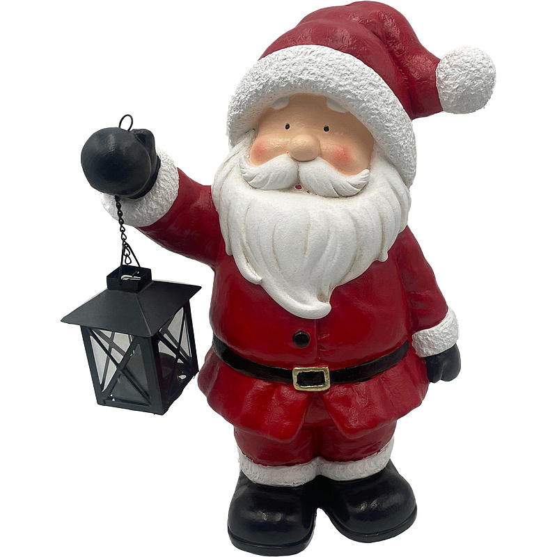 Père Noël fait main de 40 cm avec bougie chauffe-plat en fibre de verre