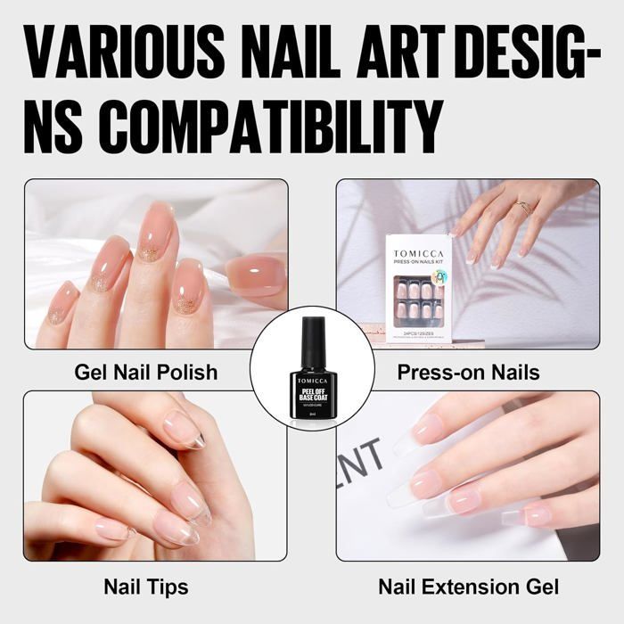 Peel Off Base Coat Semi Permanent, Base Vernis Gel Uv/Led Cadeau Pour Studio De Manucure Diy Home, 8Ml[YG16]