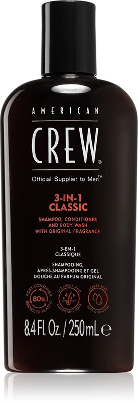 American Crew Hair & Body 3-у-1 шампон, регенератор и гел за туширање за мушкарце